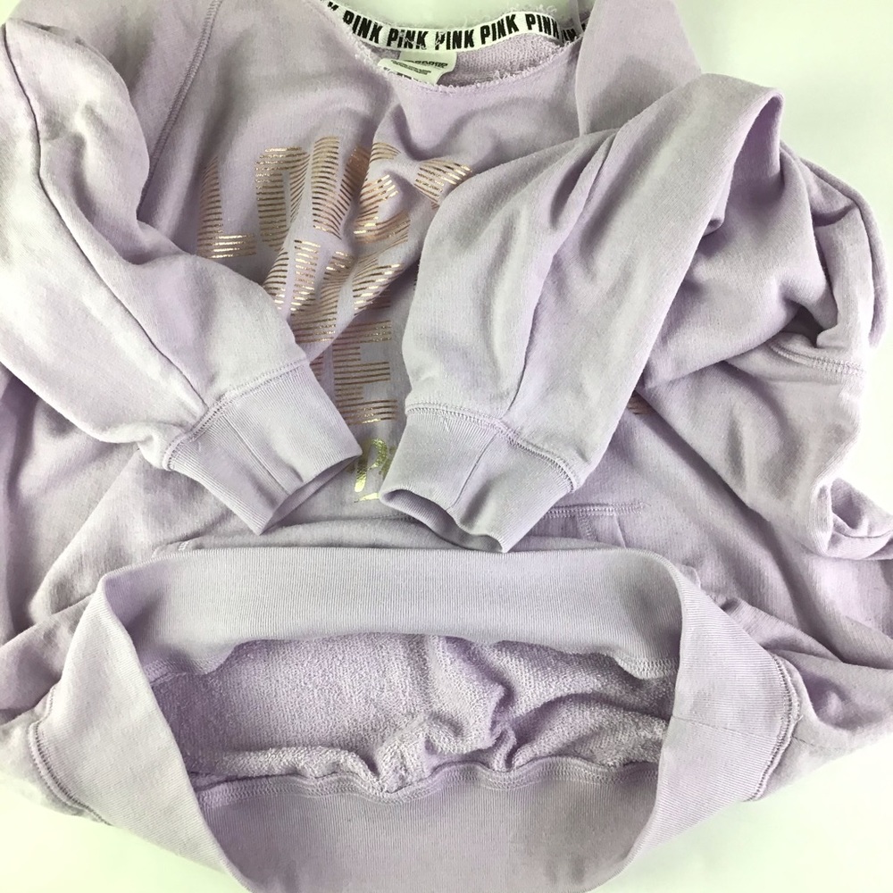 PINK Victoria Secret Love Pink Lavendar Sweatshirt - Picture 3 of 8